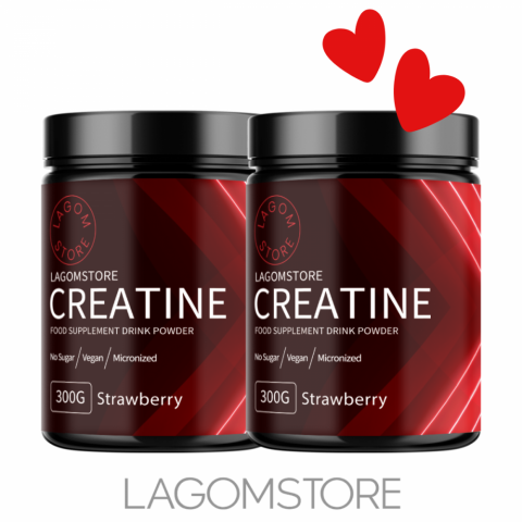 Levnější v balíčku - Lagomstore Creatine Monohydrate 300g - JAHODA Levnější v balíčku Lagomstore Creatine Monohydrate Jahoda 300 g – ochucený kreatin pro zlepšení sportovního výkonu
